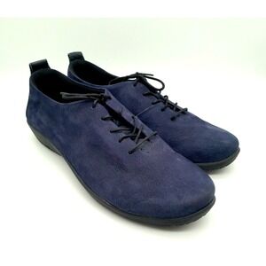Women's 10.5-11 42 Arcopedico Francesca Tie Shoes Navy Blue Leather Oxford Wedge